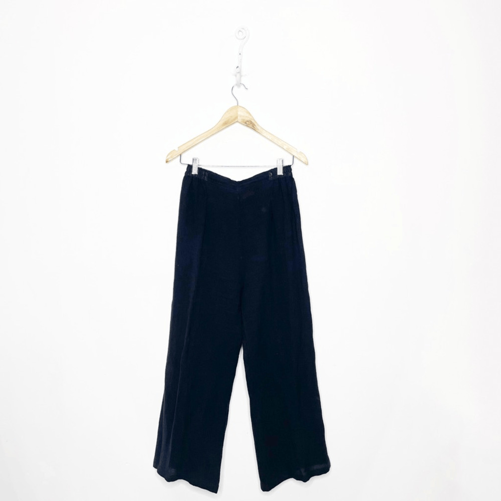 BLANQUE linen blend wide leg pant blank lagenlook gauzy WOMENS 0 small